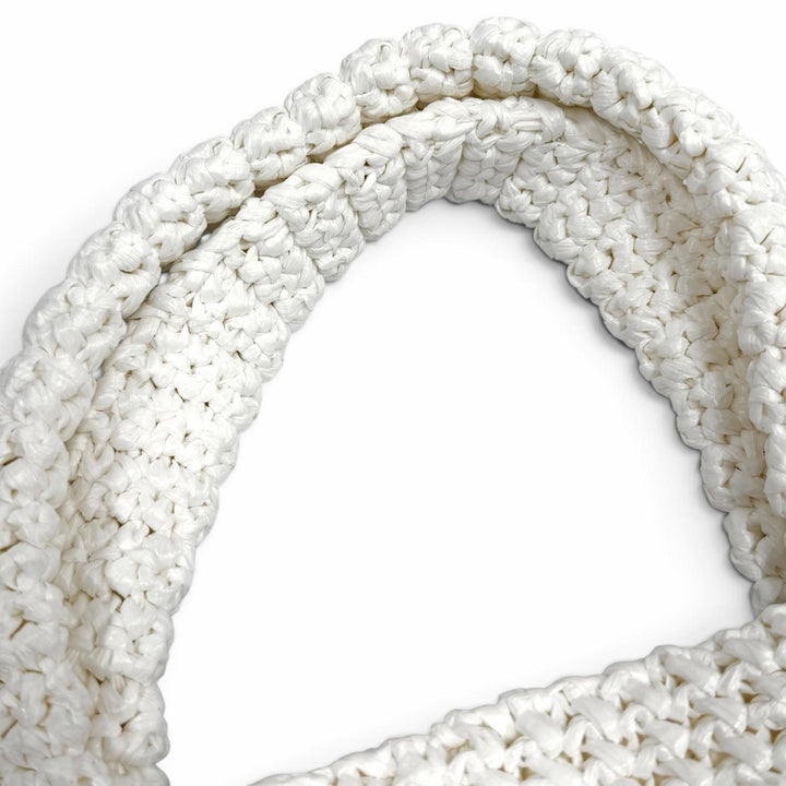 Pristine PRADA Tote Bag Crochet Tote Bag white Rayon Women 1BG392