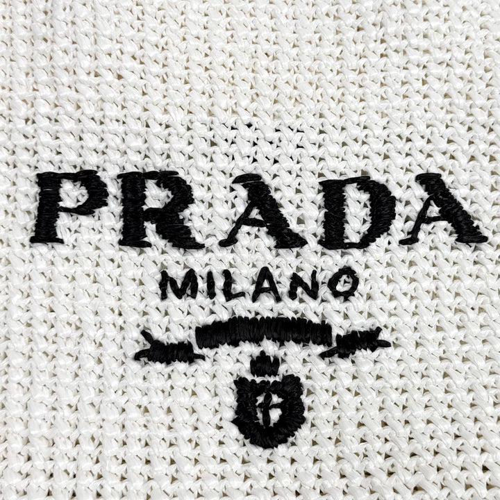 Pristine PRADA Tote Bag Crochet Tote Bag white Rayon Women 1BG392