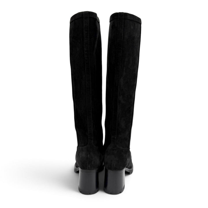 Excellent HERMES Knee-high boots folly 60 HMetal suede leather black 35