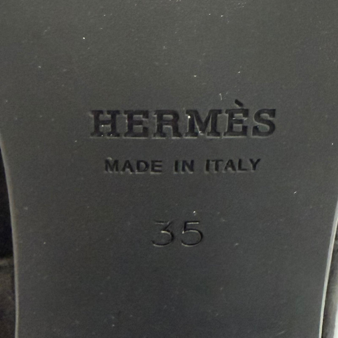Excellent HERMES Knee-high boots folly 60 HMetal suede leather black 35