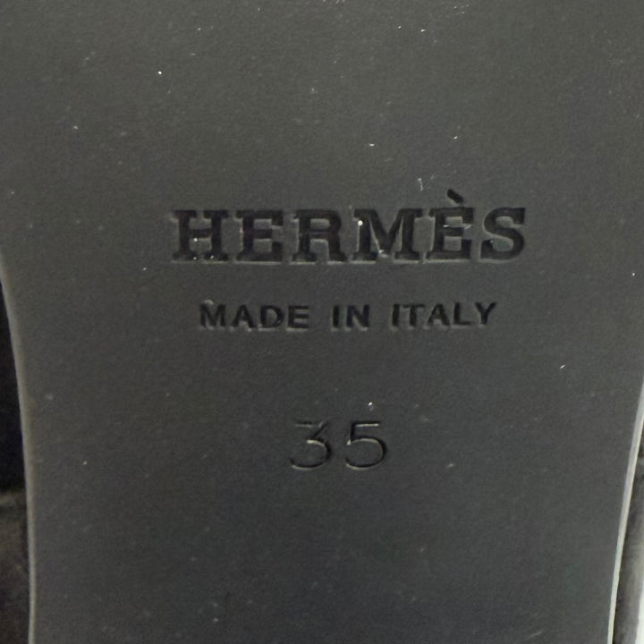 Excellent HERMES Knee-high boots folly 60 HMetal suede leather black 35