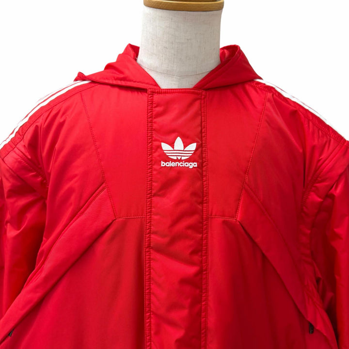Excellent BALENCIAGA adidas coat Three Stripes Trefoil 3-Way Bench Red