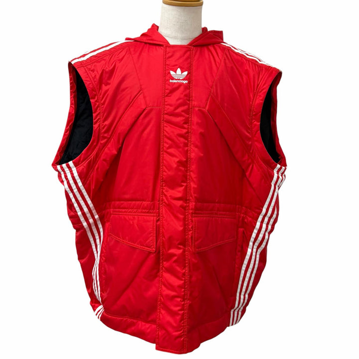 Excellent BALENCIAGA adidas coat Three Stripes Trefoil 3-Way Bench Red