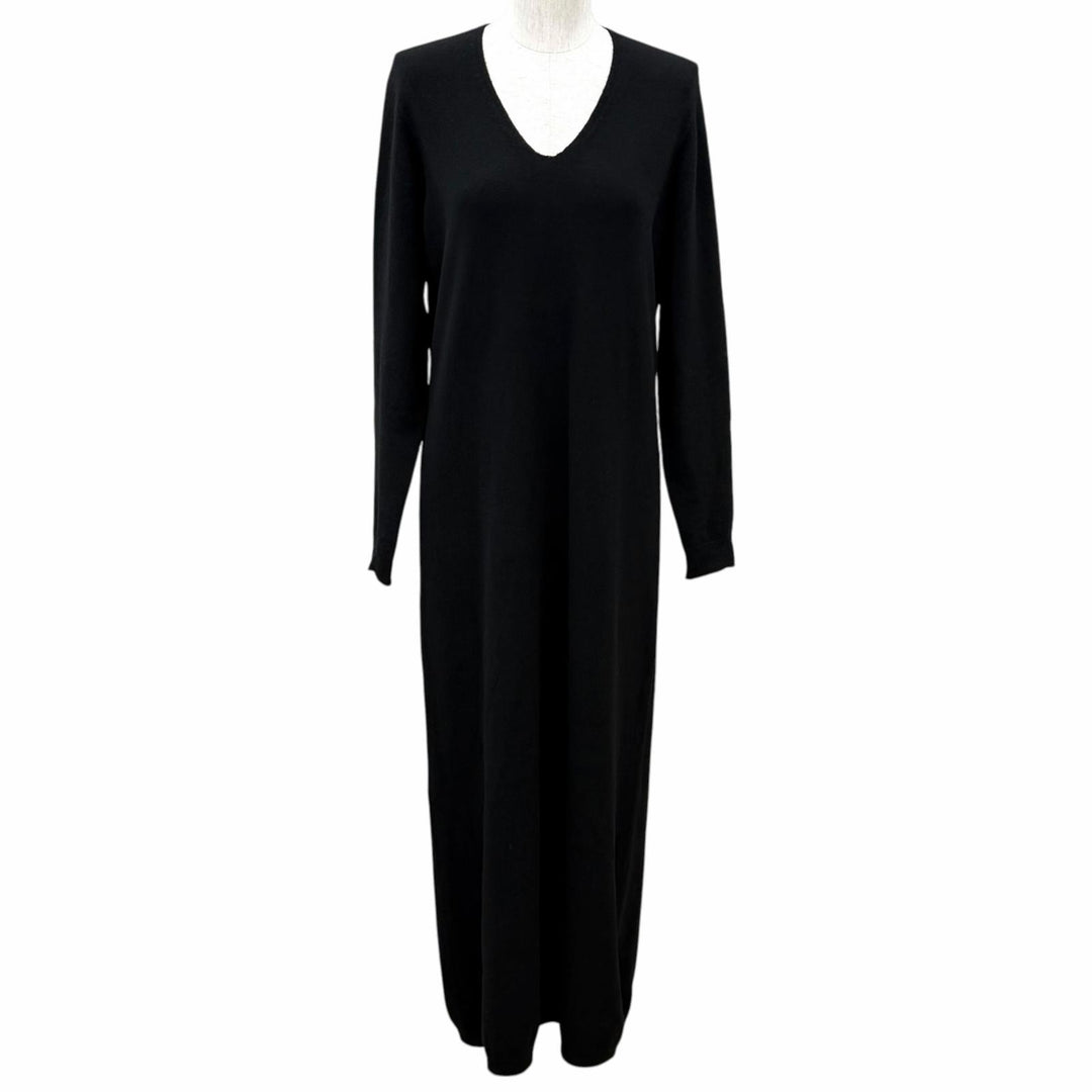 Great THE ROW one piece V-neck long-sleeved knit top black cashmere S 8421-Y556
