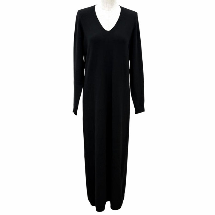 Great THE ROW one piece V-neck long-sleeved knit top black cashmere S 8421-Y556