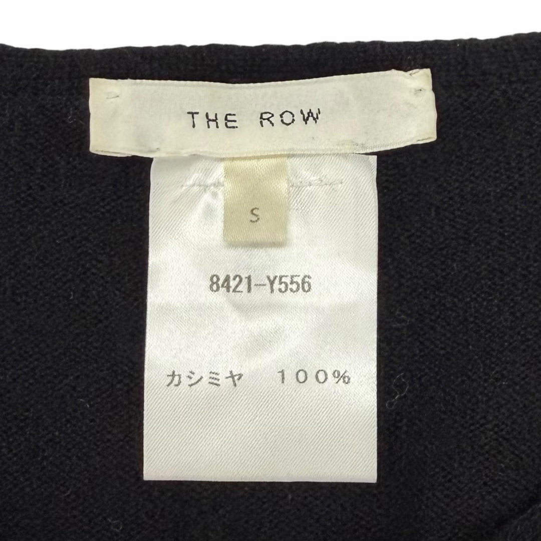 Great THE ROW one piece V-neck long-sleeved knit top black cashmere S 8421-Y556