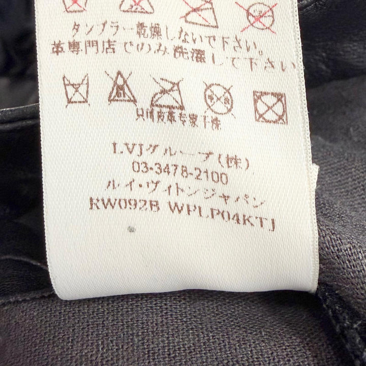 Pristine LOUIS VUITTON Pants LV Zip Lamb Leather Side Gathered Long black 36
