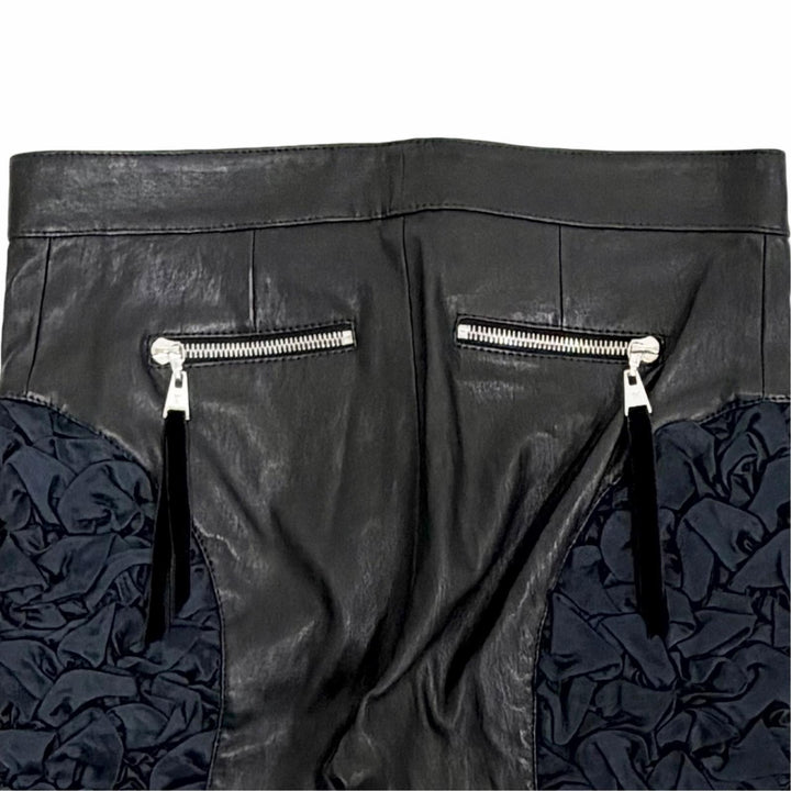 Pristine LOUIS VUITTON Pants LV Zip Lamb Leather Side Gathered Long black 36