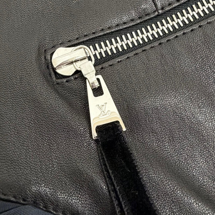 Pristine LOUIS VUITTON Pants LV Zip Lamb Leather Side Gathered Long black 36