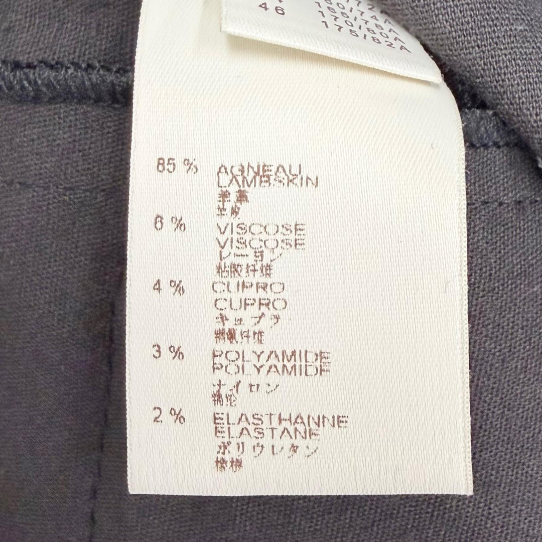 Pristine LOUIS VUITTON Pants LV Zip Lamb Leather Side Gathered Long black 36