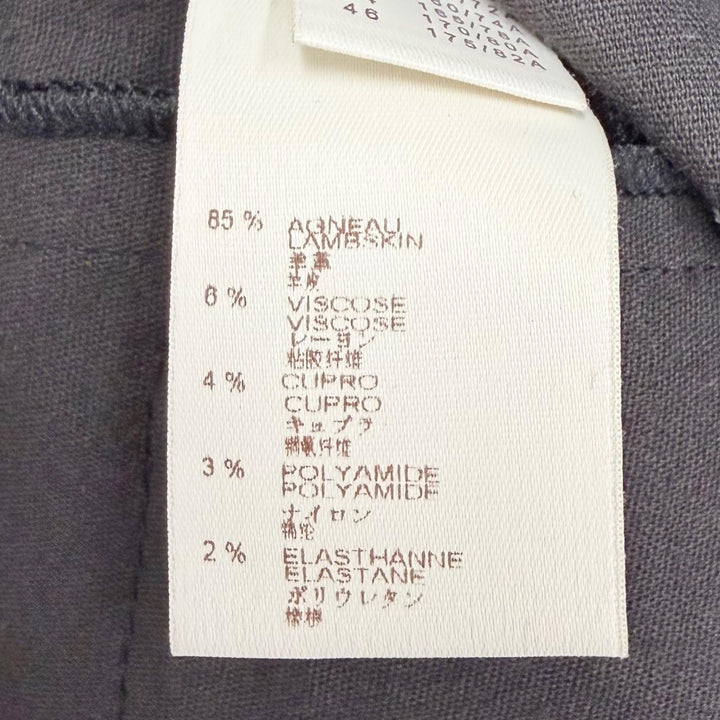 Pristine LOUIS VUITTON Pants LV Zip Lamb Leather Side Gathered Long black 36