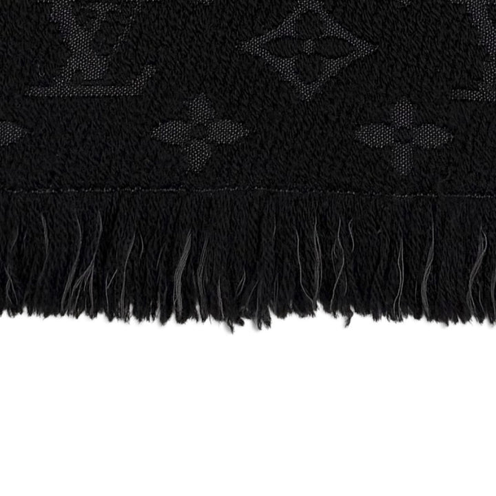 Great LOUIS VUITTON Scarf Monogram Classic with Fringe black wool mens M70520