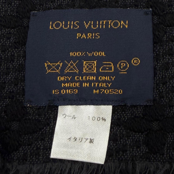 Great LOUIS VUITTON Scarf Monogram Classic with Fringe black wool mens M70520