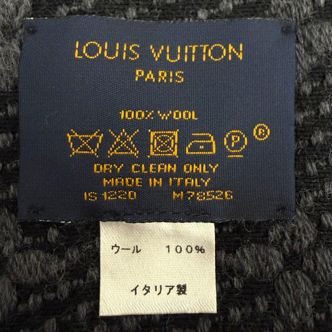 Great LOUIS VUITTON Scarf Monogram Classic with Fringe gray wool mens M78526
