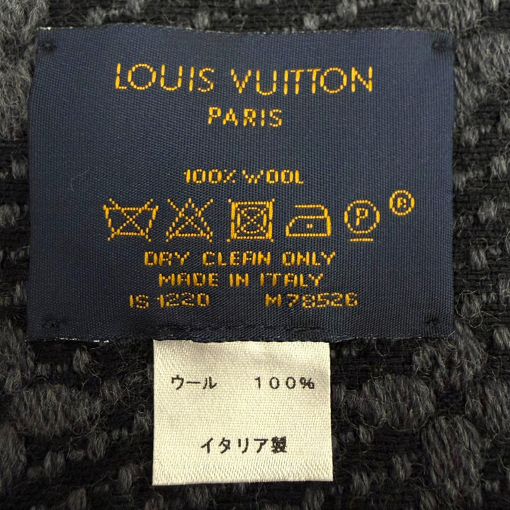 Great LOUIS VUITTON Scarf Monogram Classic with Fringe gray wool mens M78526