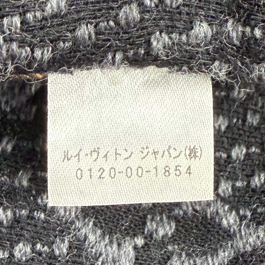 Great LOUIS VUITTON Scarf Monogram Classic with Fringe gray wool mens M78526