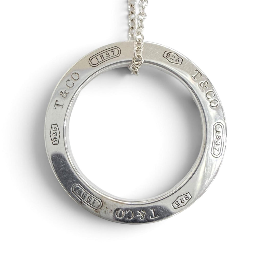 Great TIFFANY&Co. Necklace Circle Pendant Silver AG925 Women