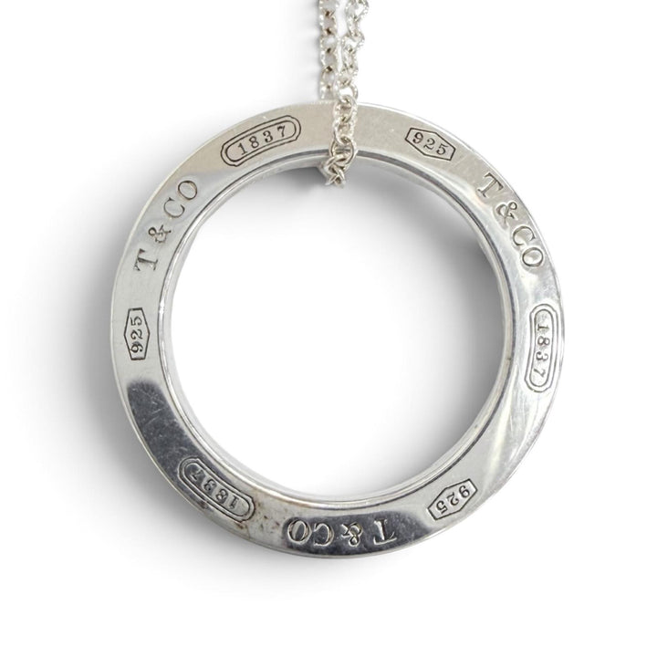 Great TIFFANY&Co. Necklace Circle Pendant Silver AG925 Women