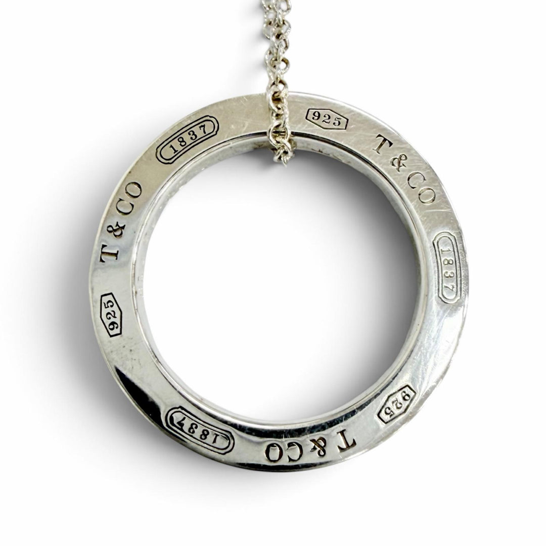 Great TIFFANY&Co. Necklace Circle Pendant Silver AG925 Women