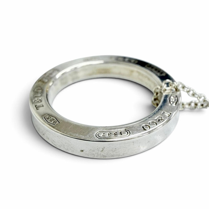 Great TIFFANY&Co. Necklace Circle Pendant Silver AG925 Women