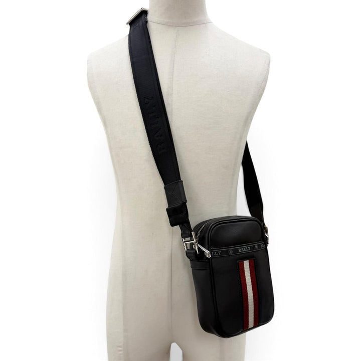 Excellent BALLY Shoulder Bag Heyot 2-Way Cross Sling Bag black leather mens