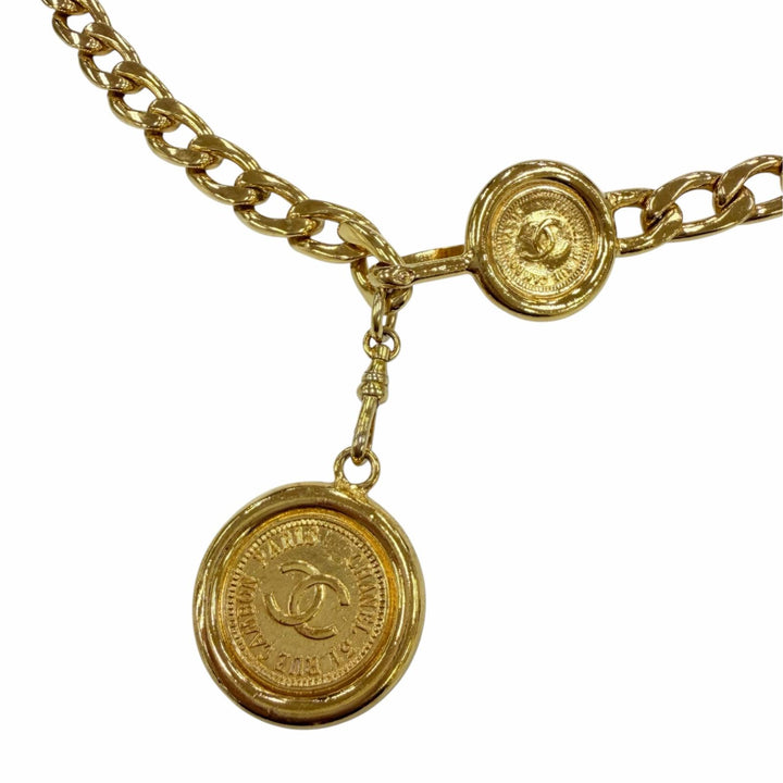 Excellent CHANEL belt COCO Mark Coin Chain gold metal Women