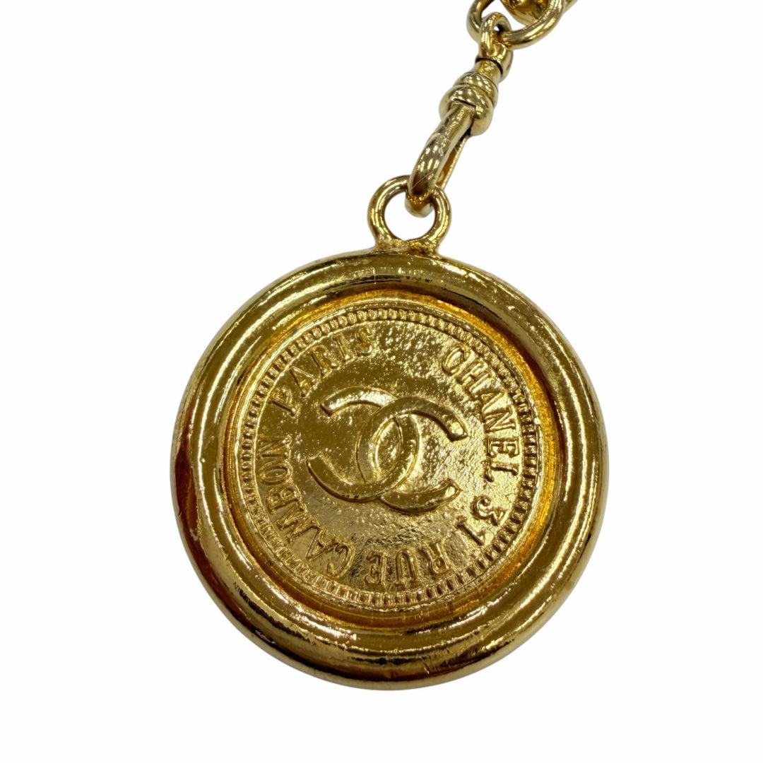Excellent CHANEL belt COCO Mark Coin Chain gold metal Women