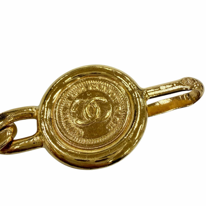 Excellent CHANEL belt COCO Mark Coin Chain gold metal Women