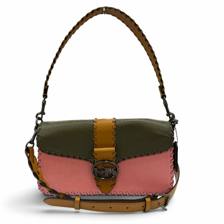 Excellent COACH Shoulder Bag Georgie 2-Way Leather Saddle Bag Handbag pink C4106
