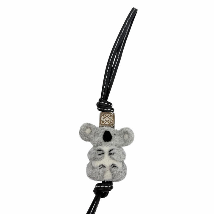 Pristine LOEWE Bag charm Leather strap Anagram Dice Koala black C880232X01