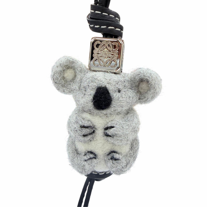 Pristine LOEWE Bag charm Leather strap Anagram Dice Koala black C880232X01