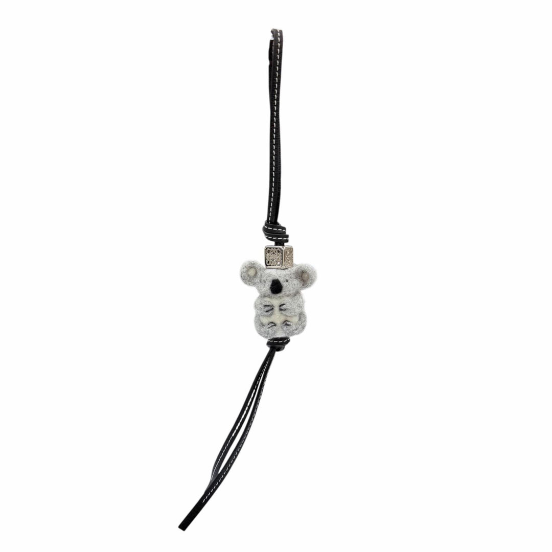 Pristine LOEWE Bag charm Leather strap Anagram Dice Koala black C880232X01