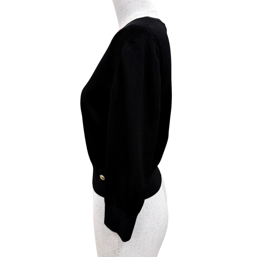 Great CHANEL knit COCO Mark Button Long Sleeve black Women 36 P64759K60717