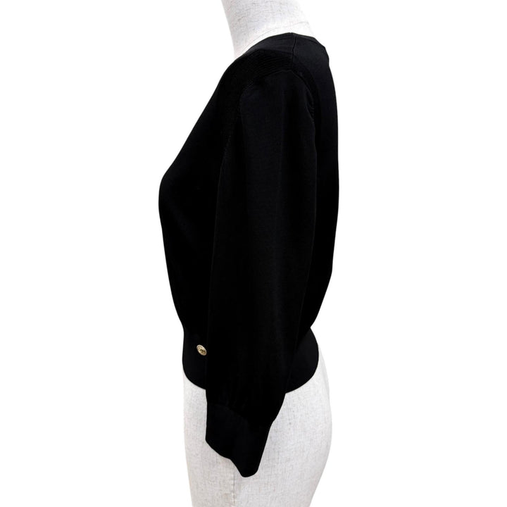 Great CHANEL knit COCO Mark Button Long Sleeve black Women 36 P64759K60717