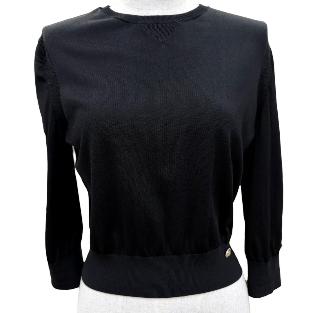 Great CHANEL knit COCO Mark Button Long Sleeve black Women 36 P64759K60717