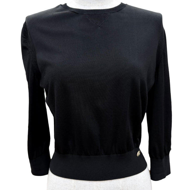 Great CHANEL knit COCO Mark Button Long Sleeve black Women 36 P64759K60717