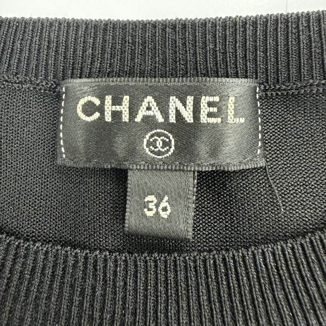 Great CHANEL knit COCO Mark Button Long Sleeve black Women 36 P64759K60717