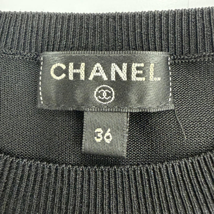 Great CHANEL knit COCO Mark Button Long Sleeve black Women 36 P64759K60717