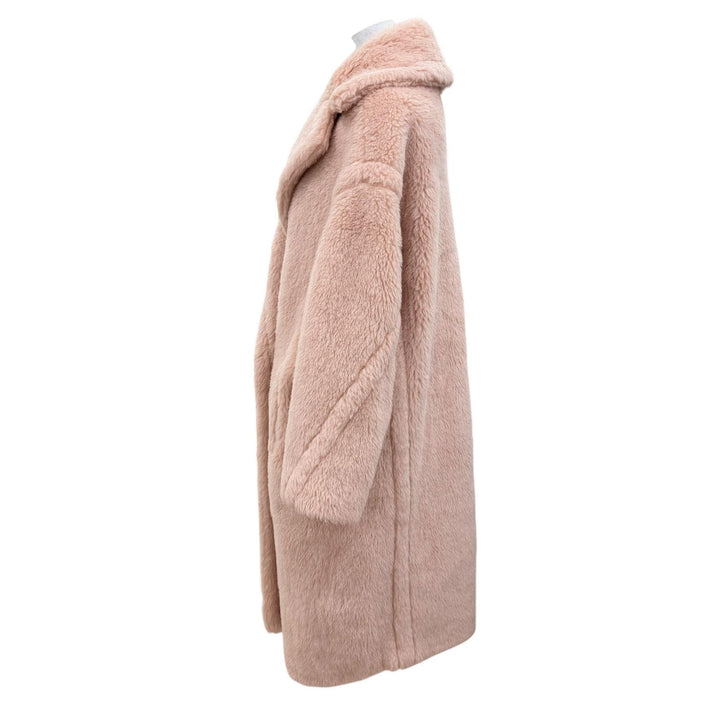 Excellent Max Mara coat Teddy bear Silk blend, long length pink beige alpaca XS