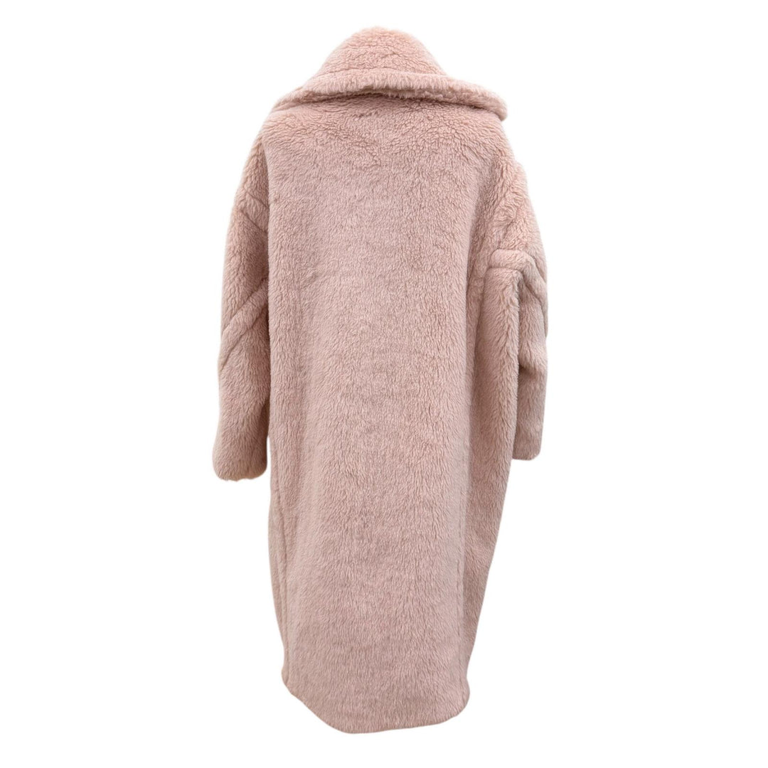 Excellent Max Mara coat Teddy bear Silk blend, long length pink beige alpaca XS