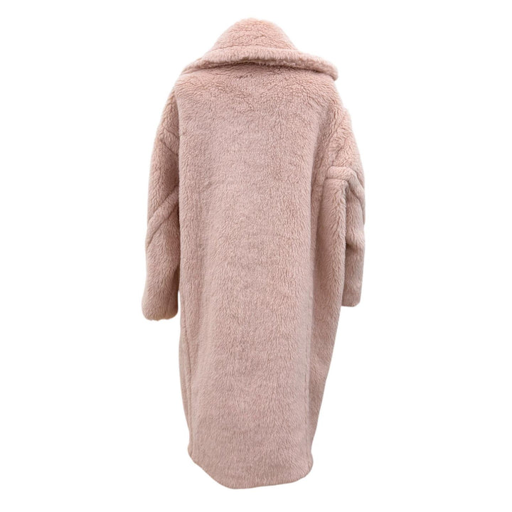 Excellent Max Mara coat Teddy bear Silk blend, long length pink beige alpaca XS