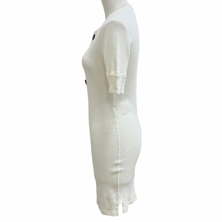 Excellent Chloe Cotton jersey fitted Henley mini dress S CH26UJR14089107S