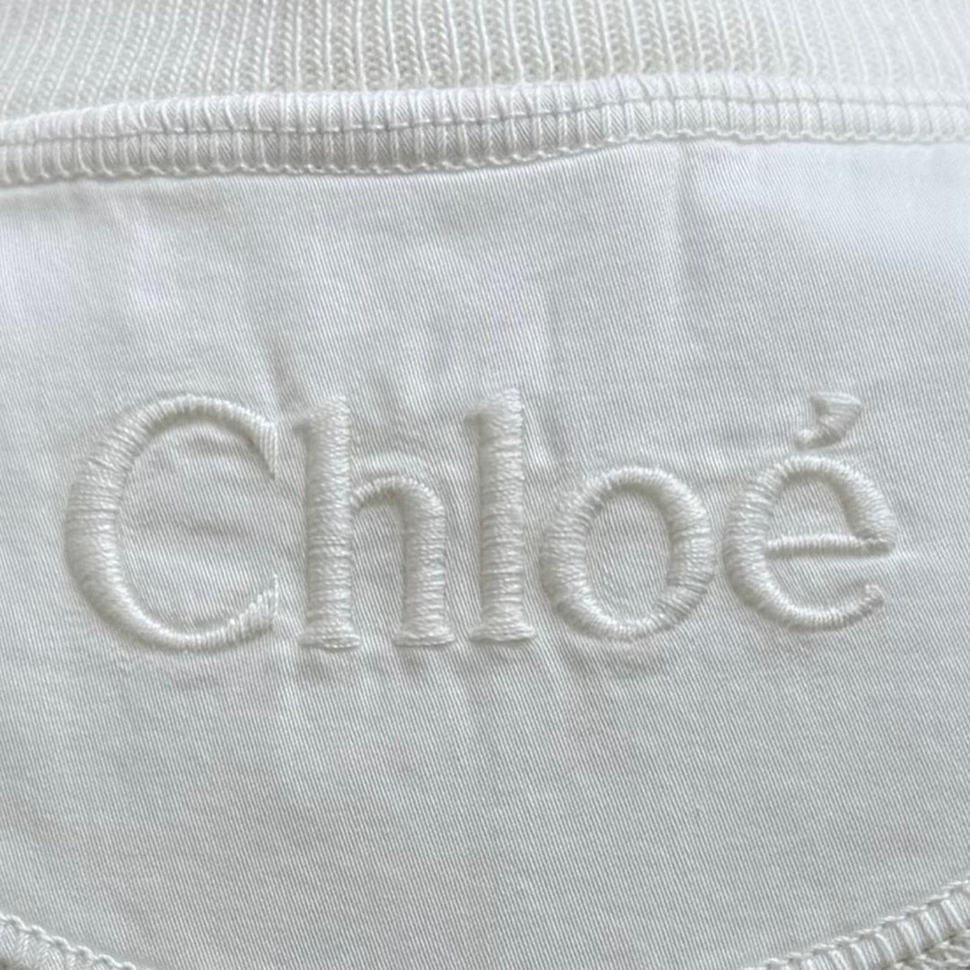 Excellent Chloe Cotton jersey fitted Henley mini dress S CH26UJR14089107S