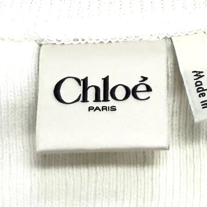 Excellent Chloe Cotton jersey fitted Henley mini dress S CH26UJR14089107S