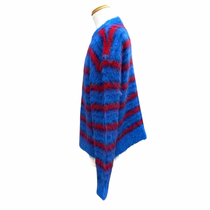 Excellent MARNI sweater Border Pattern Knit blue mohair mens 46 GCMG0087Q0