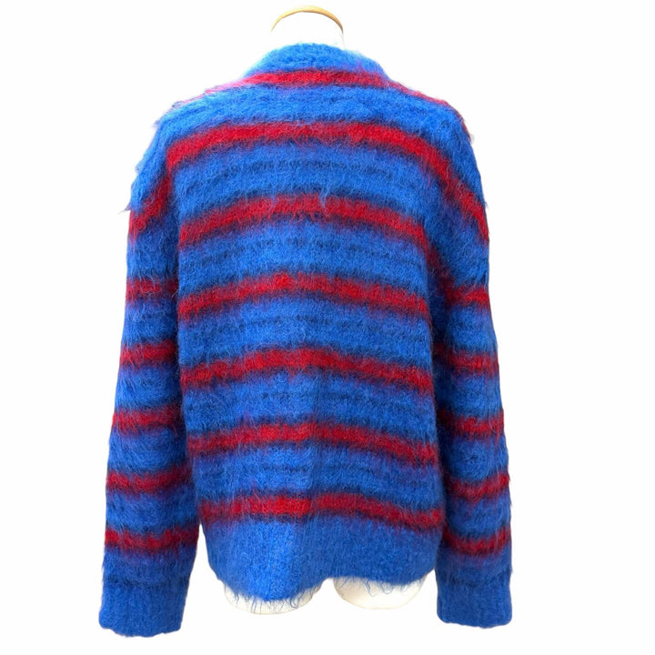 Excellent MARNI sweater Border Pattern Knit blue mohair mens 46 GCMG0087Q0