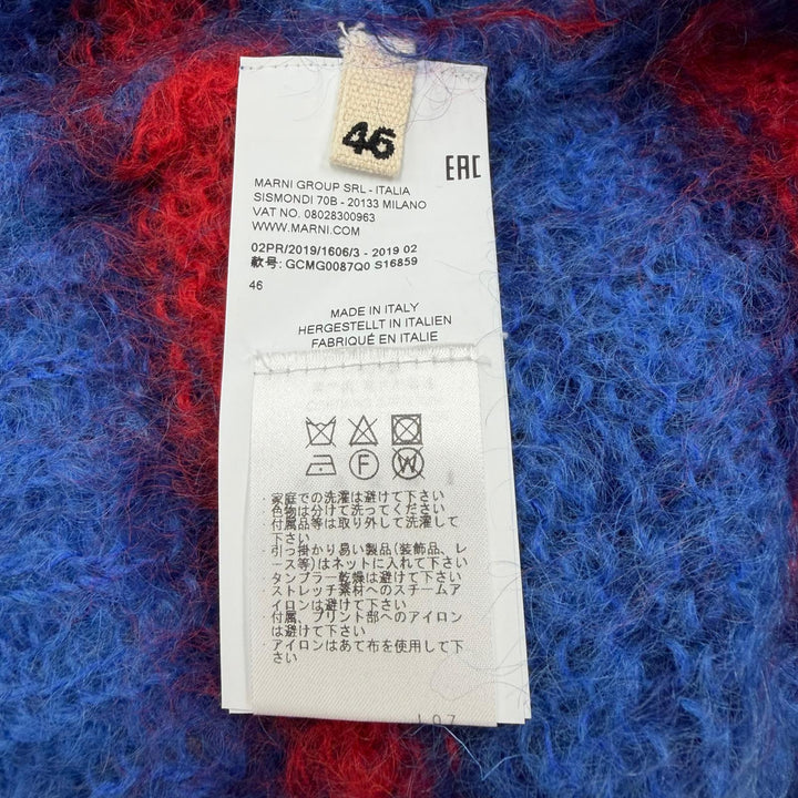 Excellent MARNI sweater Border Pattern Knit blue mohair mens 46 GCMG0087Q0