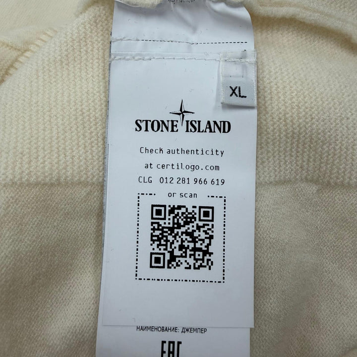 Excellent STONE ISLAND sweater STRETCH RWS WOOL Ivory wool mens XL K2S155100001
