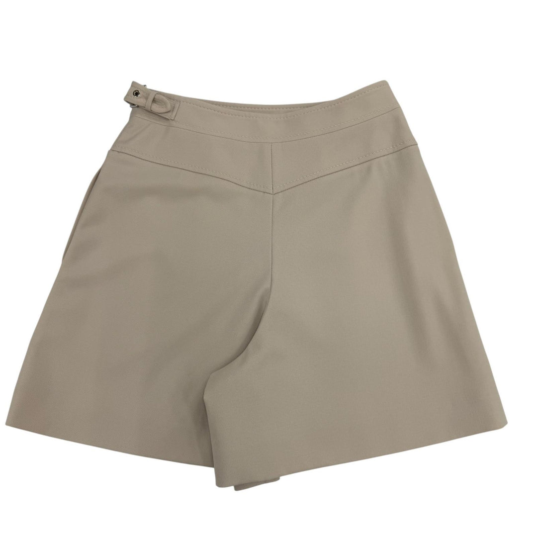 Excellent HERMES Shorts Belt-design culotte pants beige Virgin wool Women 36