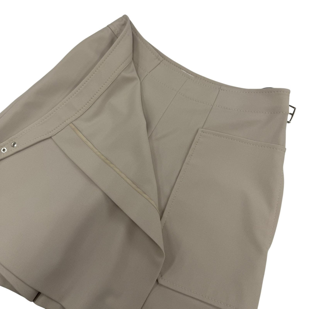 Excellent HERMES Shorts Belt-design culotte pants beige Virgin wool Women 36